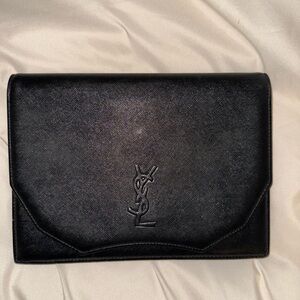 Authentic YSL Black Leather Clutch